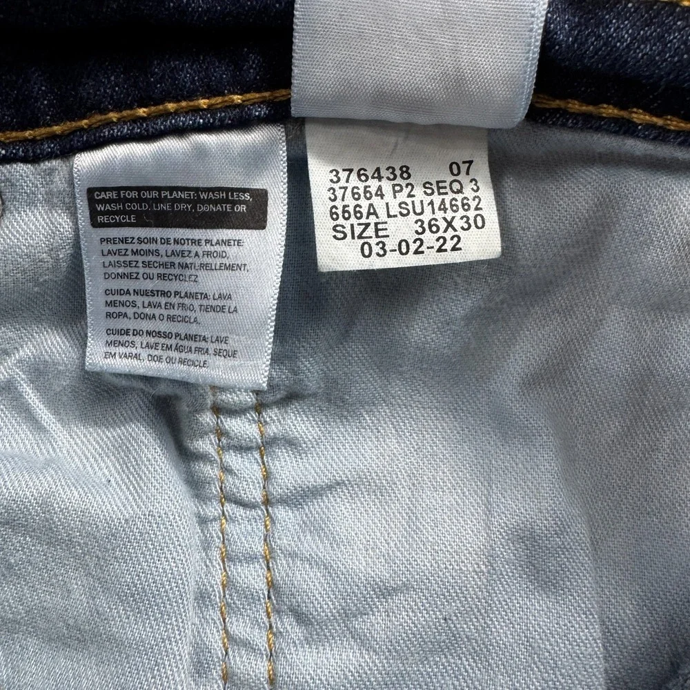 Levis 505 Regular Fit Straight Leg Jeans Mens 36x30 Dark Wash‎ Indigo Blue Denim